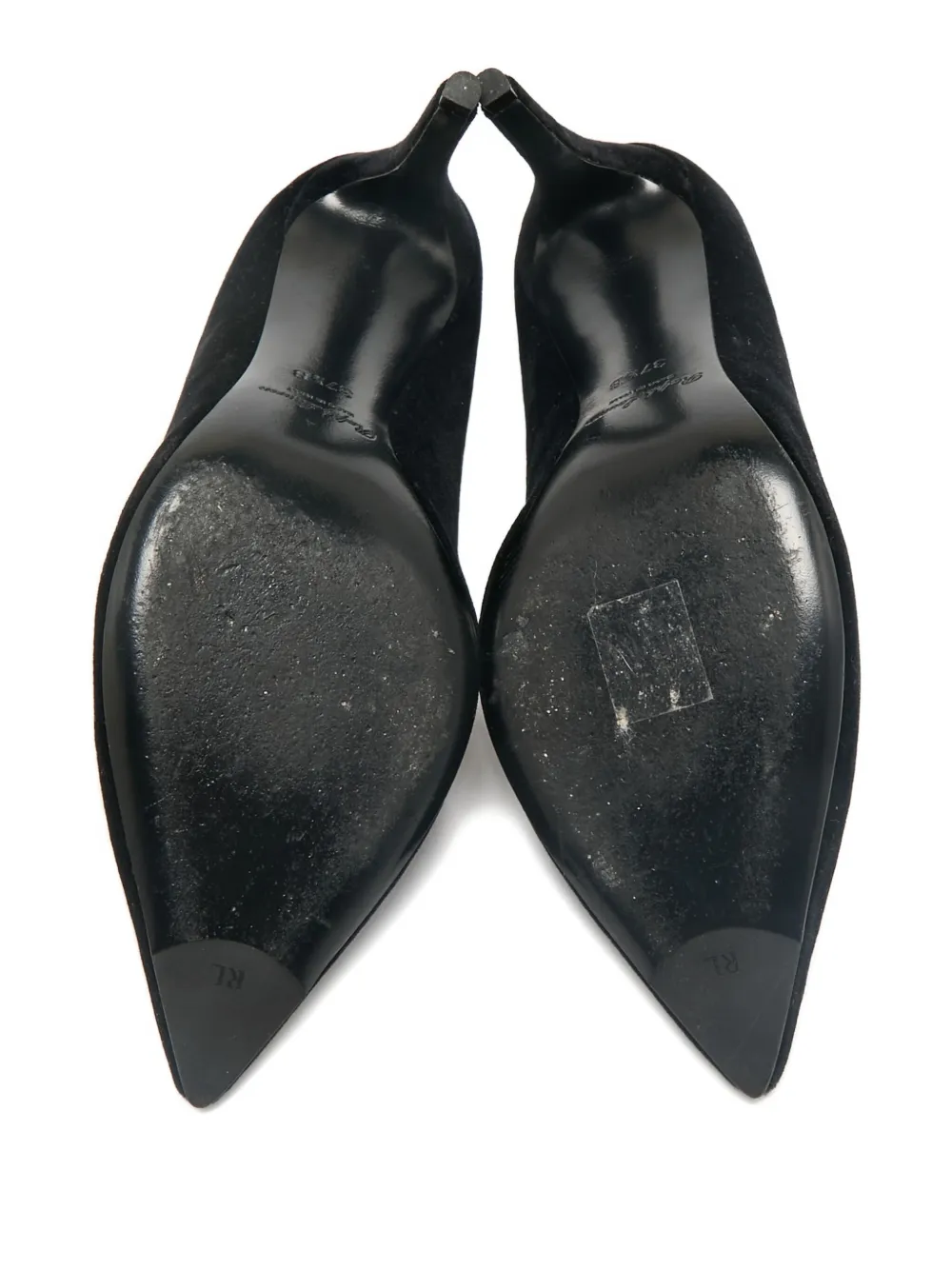 Polo Ralph Lauren Vintage 100 mm fluwelen pumps met puntige neus - Zwart