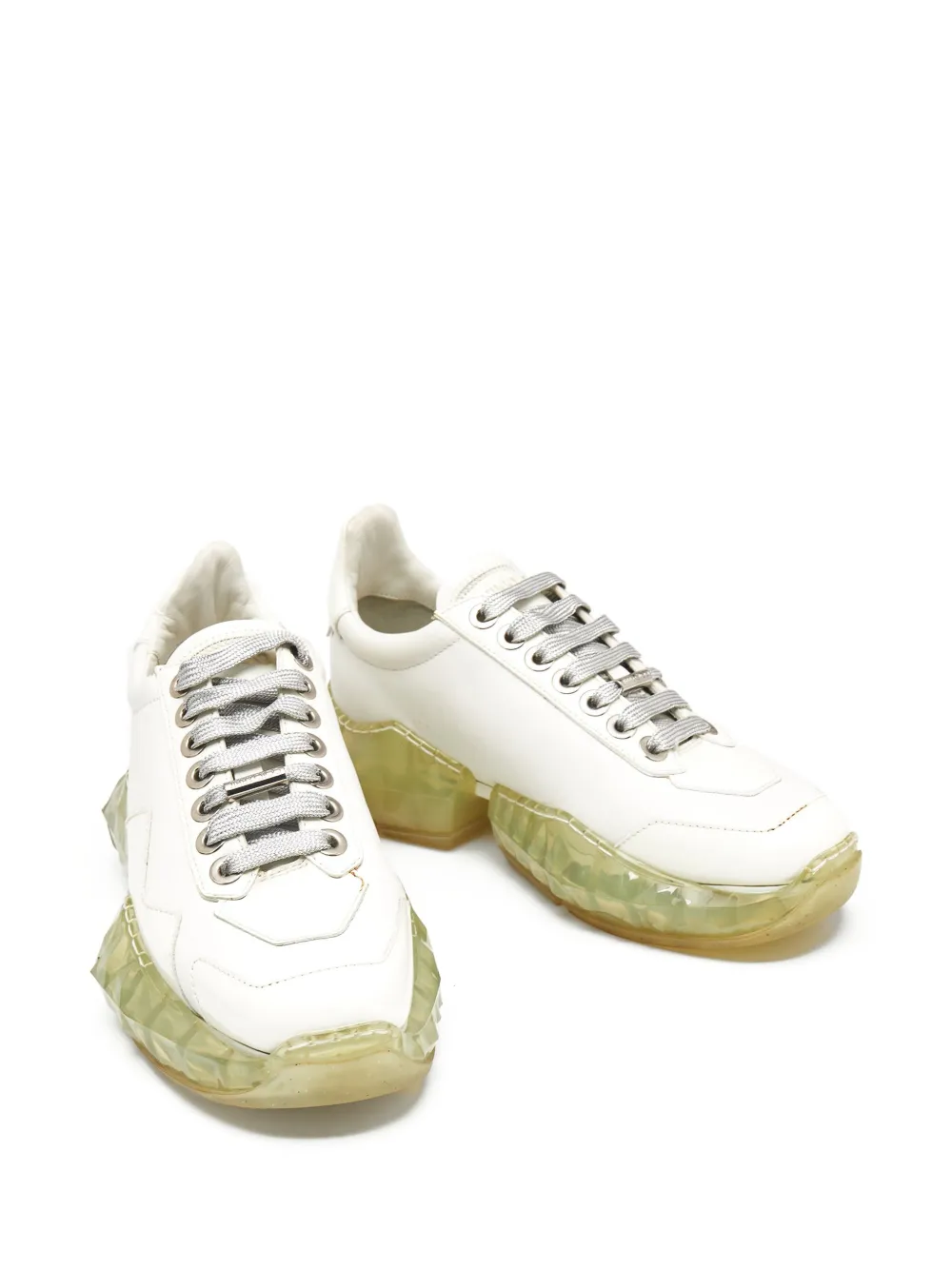 Pre-owned Jimmy Choo Diamond Sneakers In White