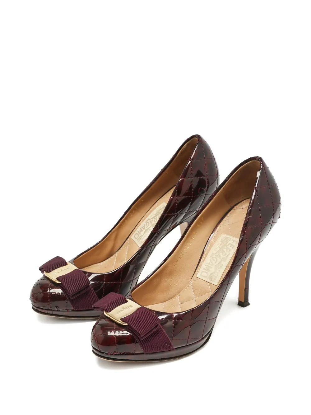 Ferragamo Pre-Owned 100 mm Vara Bow gewatteerde pumps - Rood