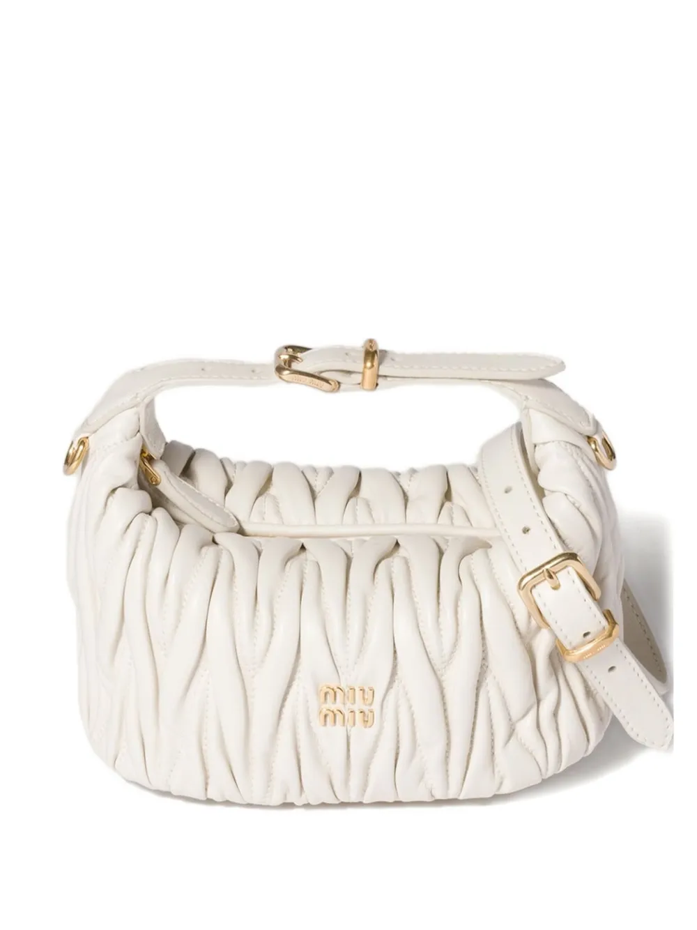 Miu Wander matelassé mini shopper Wit