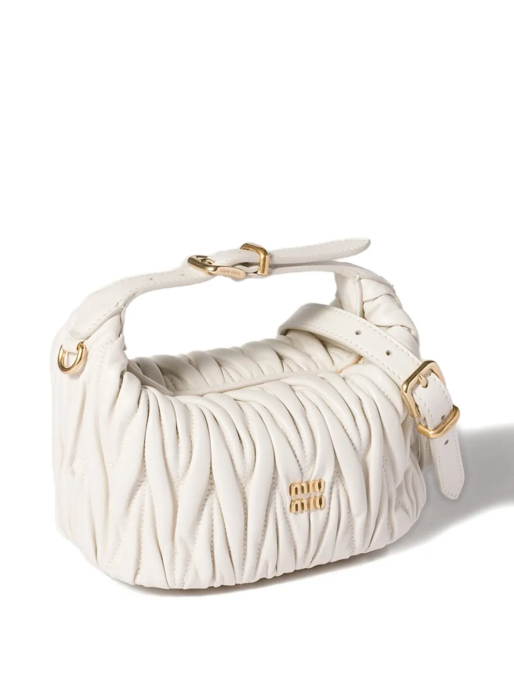 Miu Wander matelassé mini shopper Wit