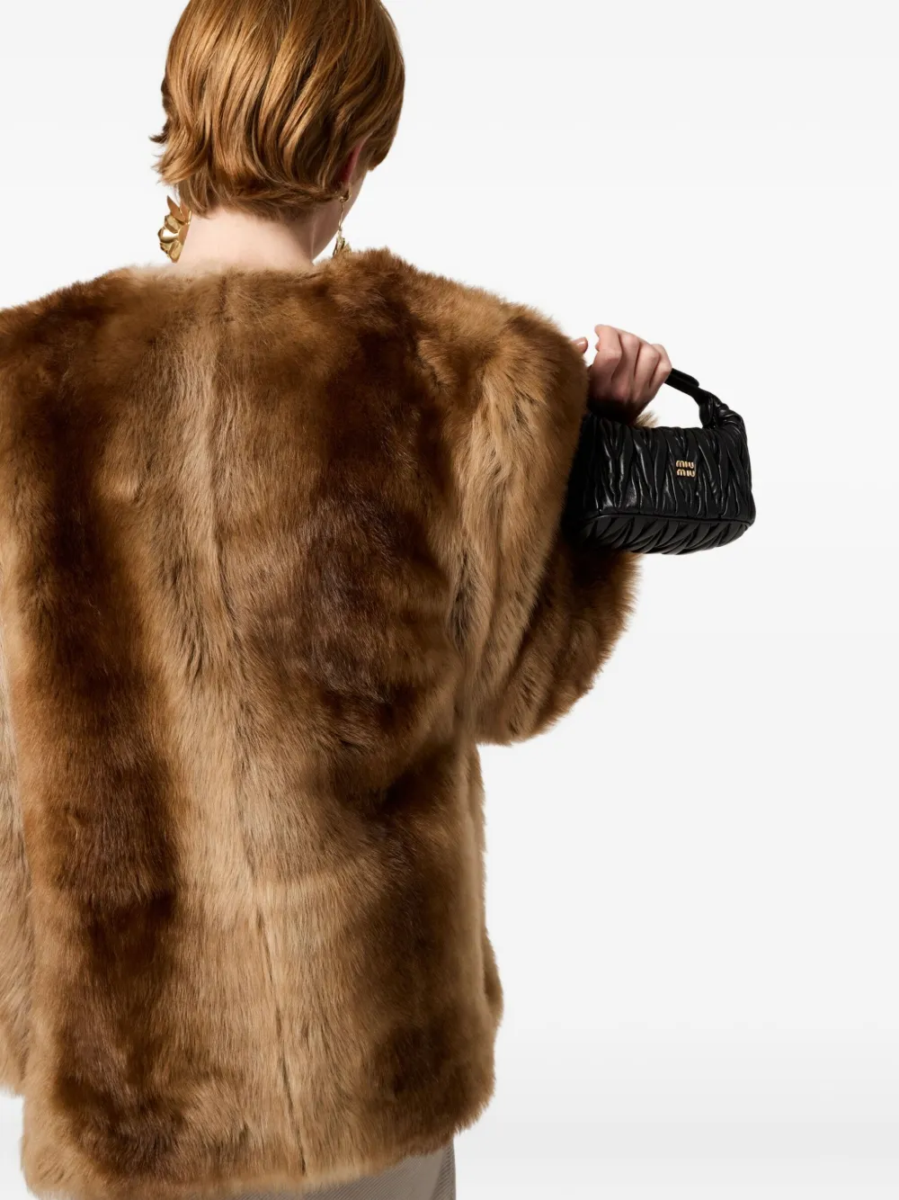 Miu Wander matelassé mini shopper Zwart