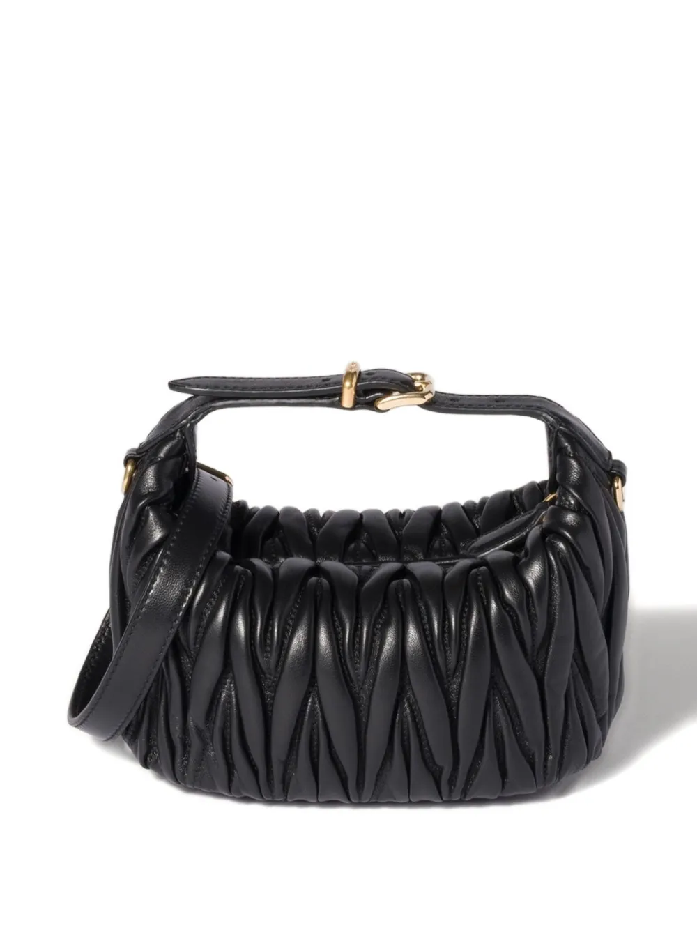 Miu Wander matelassé mini shopper Zwart