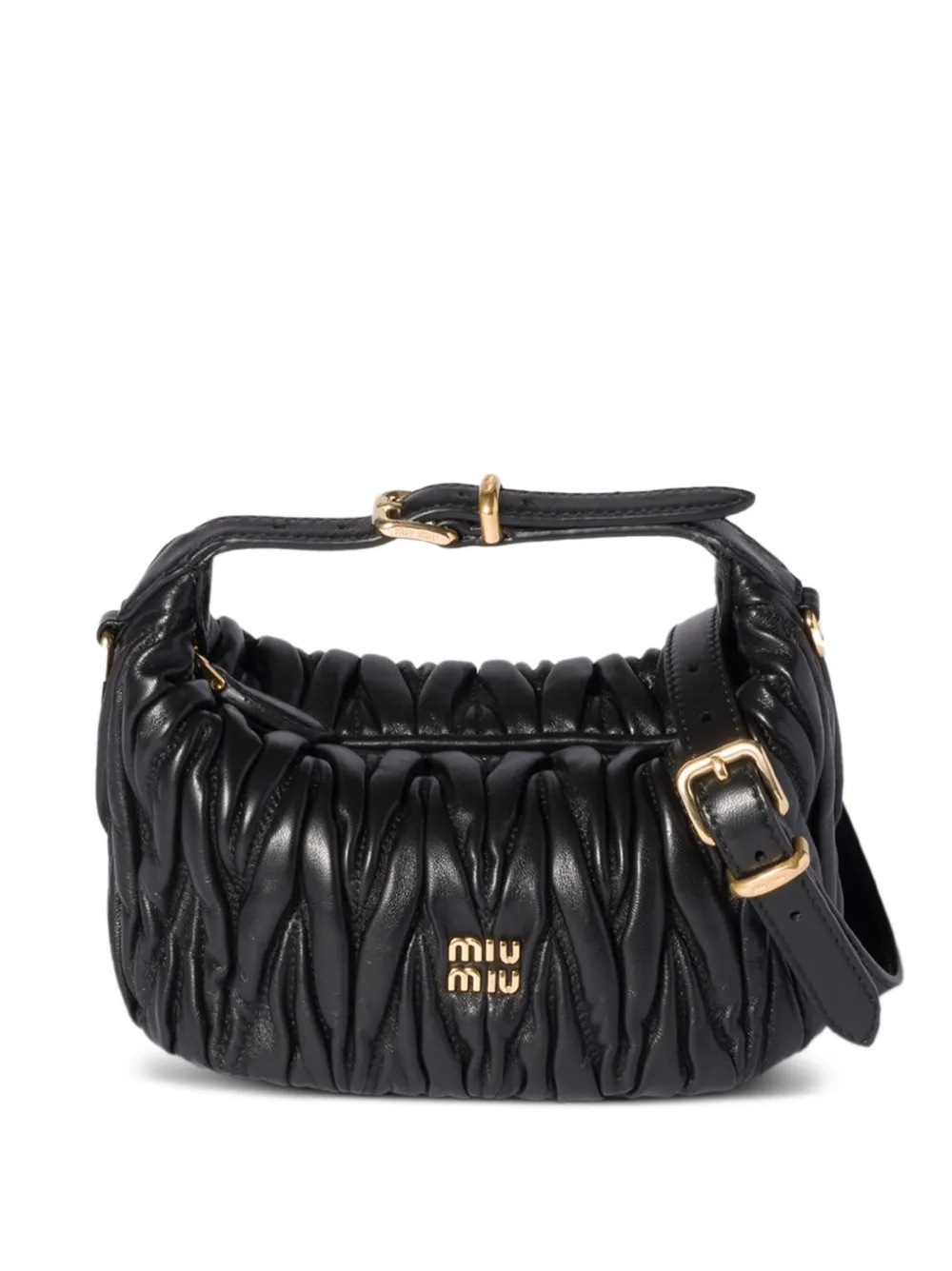 Miu Wander matelassé mini shopper Zwart