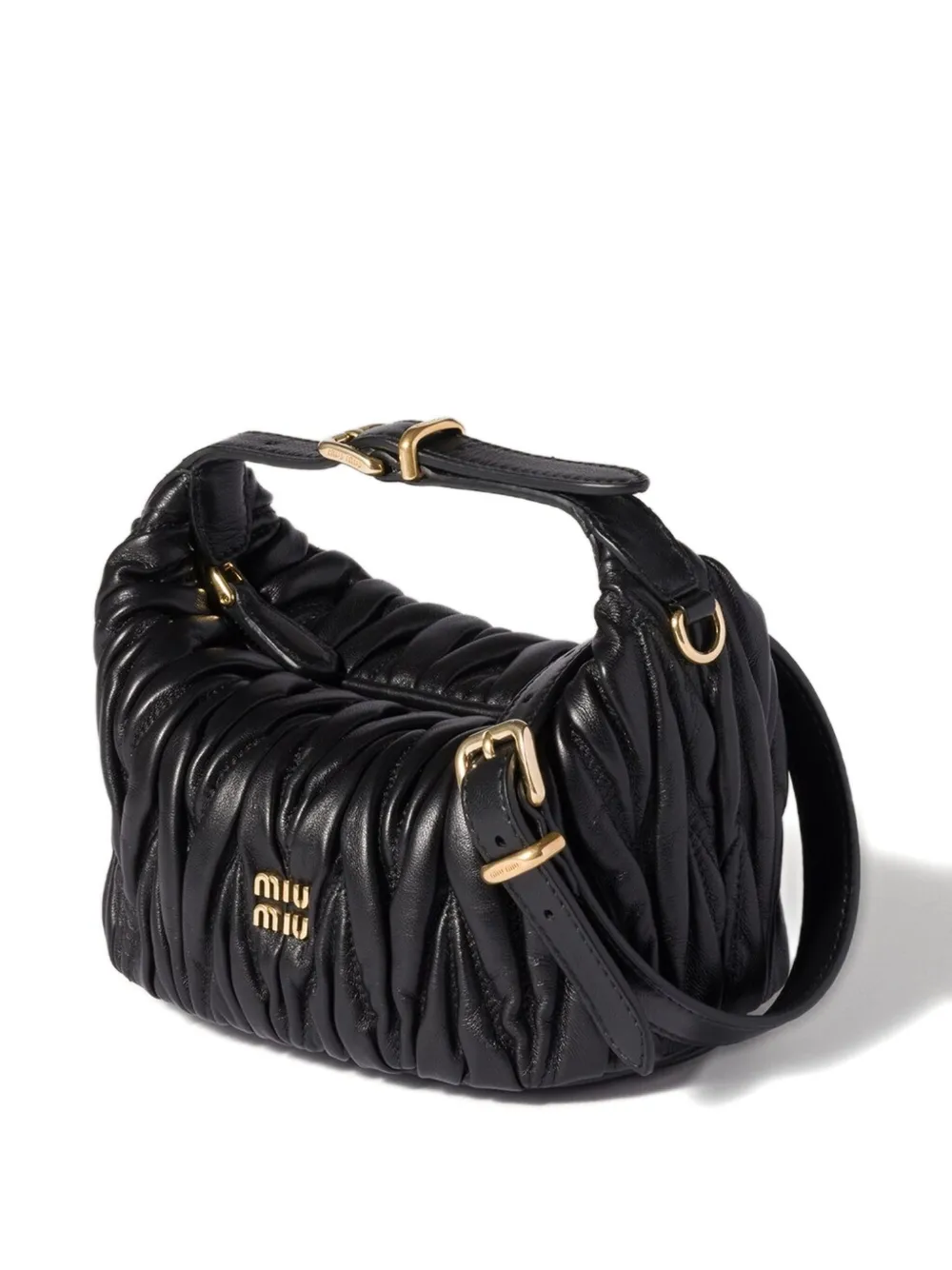 Miu Wander matelassé mini shopper Zwart