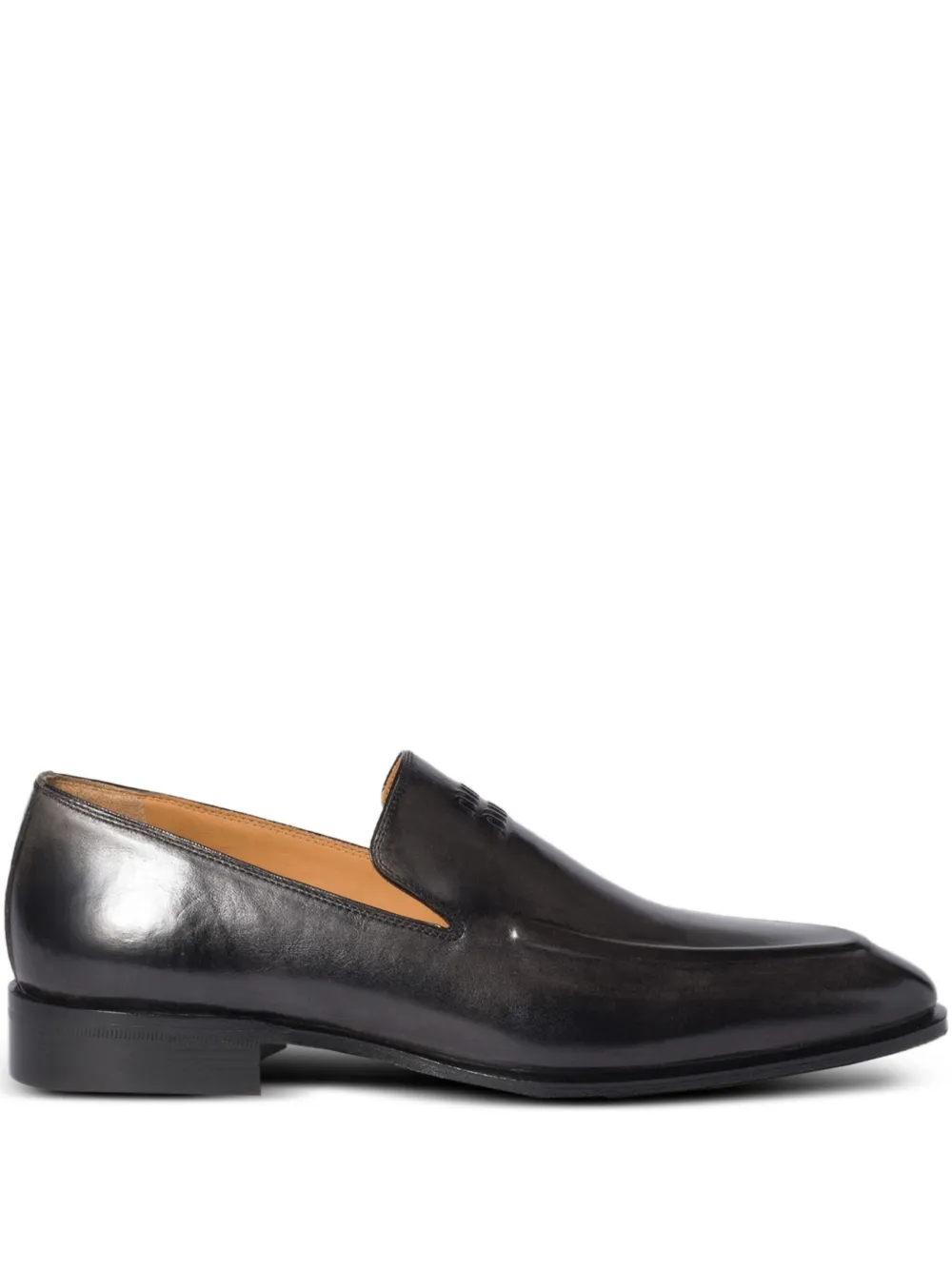 Miu Miu Embossed-logo Leather Loafers In Black