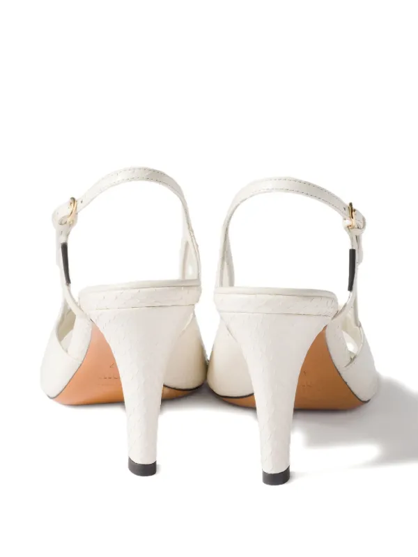 Miu Miu Slingback Leather Sandals | White | FARFETCH