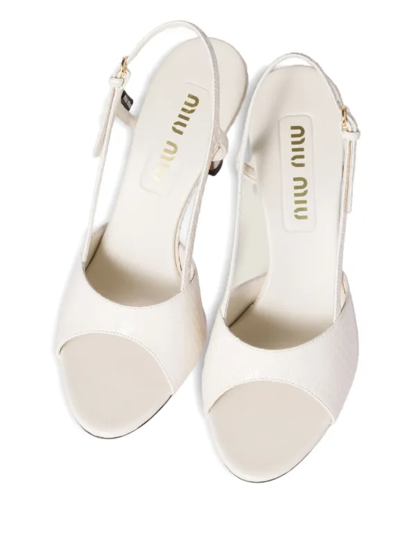 Miu Miu Slingback Leather Sandals | White | FARFETCH