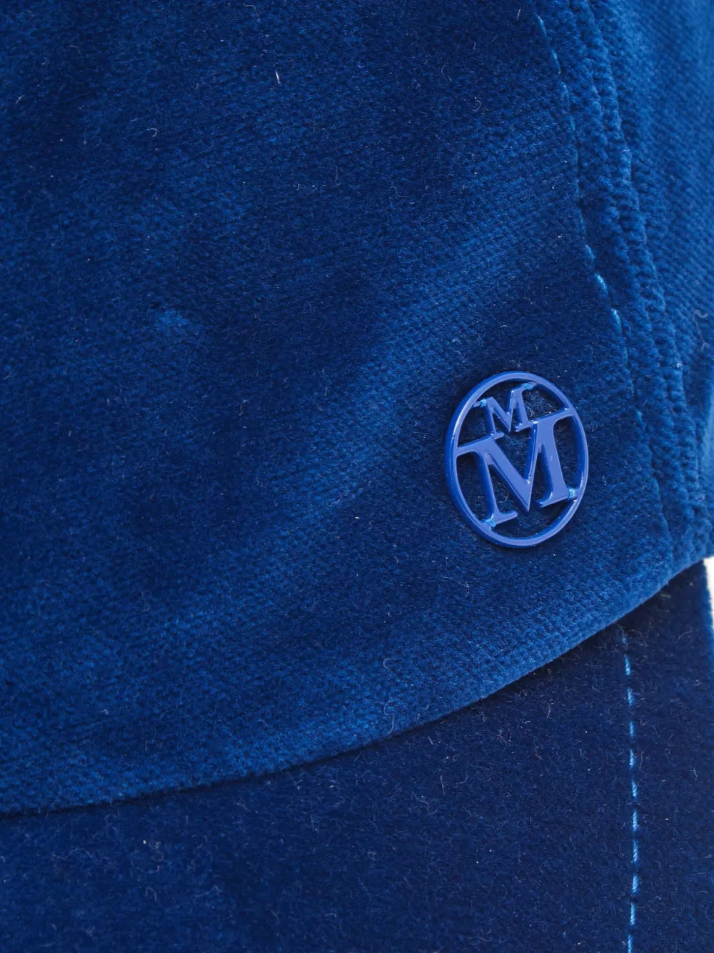 Pre-owned Maison Michel Velvet Structured Cap In Blue