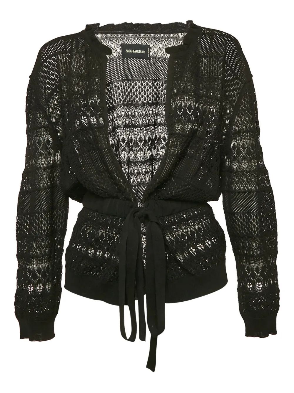 Pre-owned Zadig & Voltaire Maddie Knit Tie-up Cardigan In Black