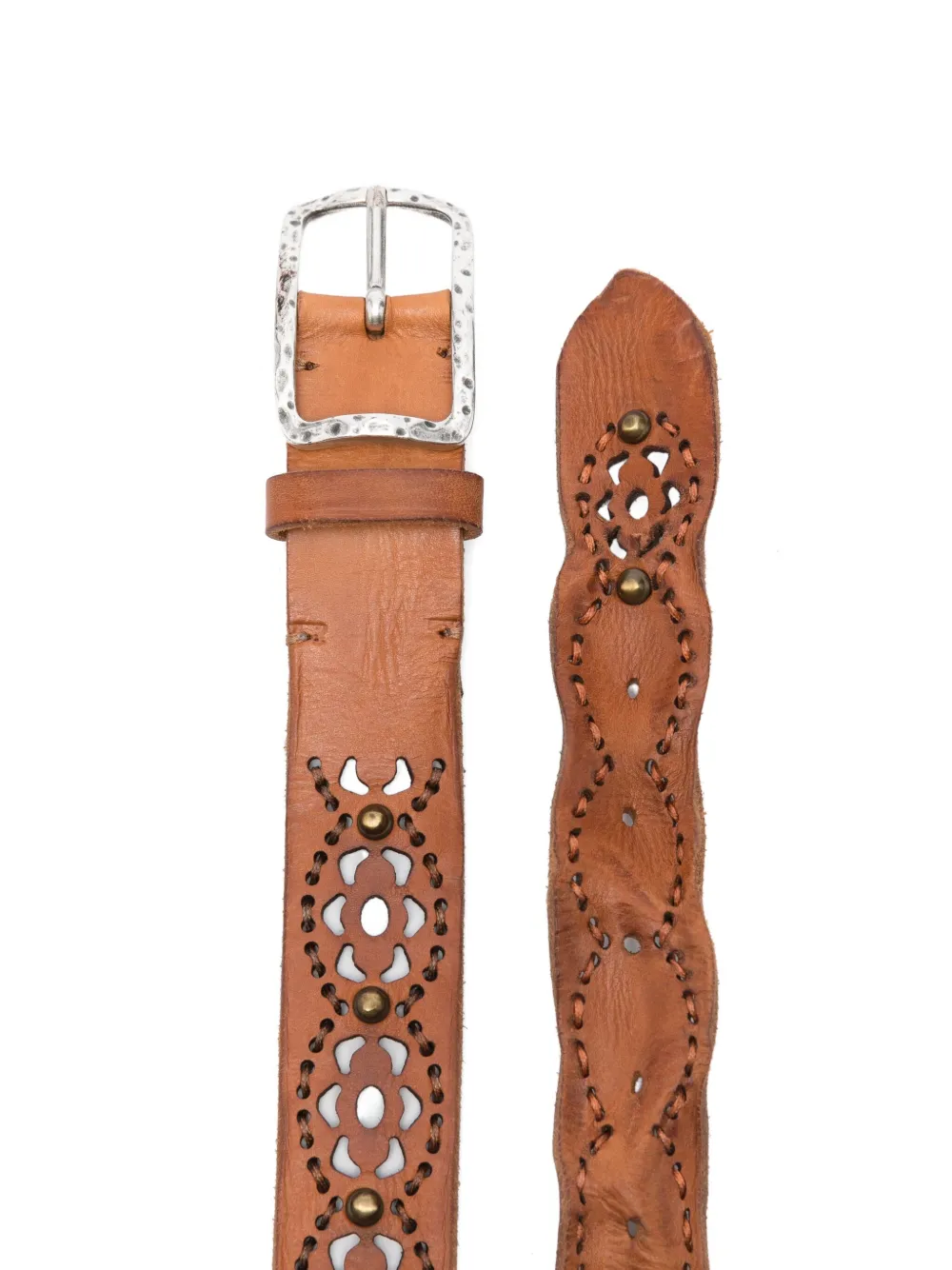 Reptile's House leather cut-out belt - Bruin