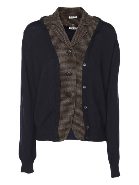 Miu Miu Pre-Owned wool-blend houndstooth cardigan