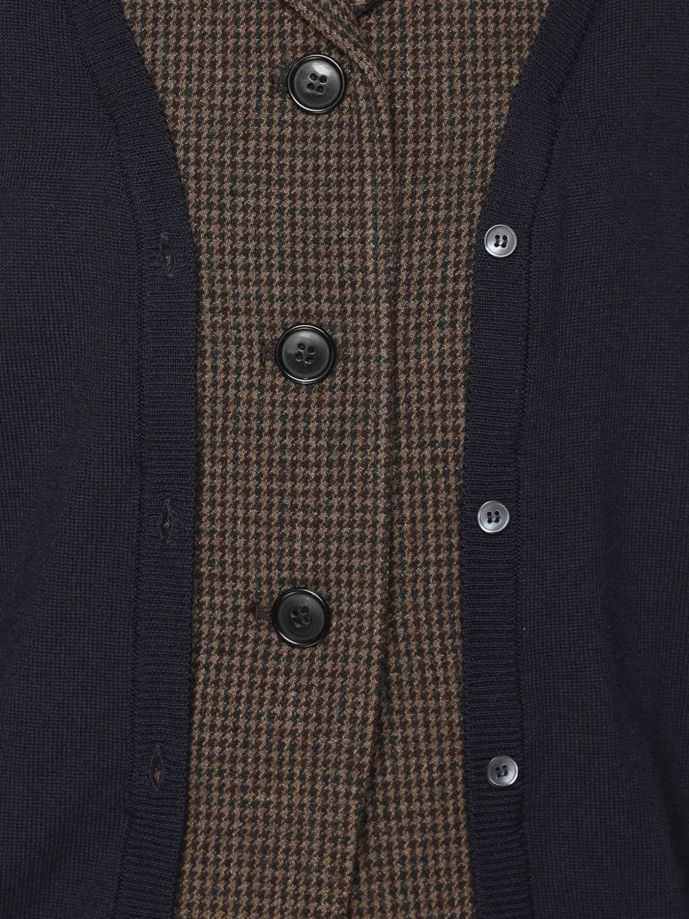 Pre-owned Miu Miu Wool-blend Houndstooth Cardigan In Blue