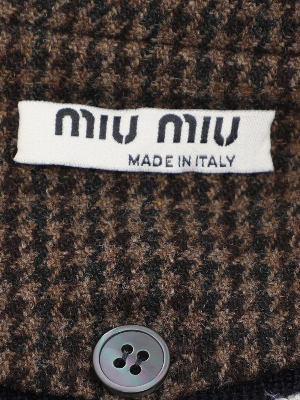 Pre-owned Miu Miu Wool-blend Houndstooth Cardigan In Blue