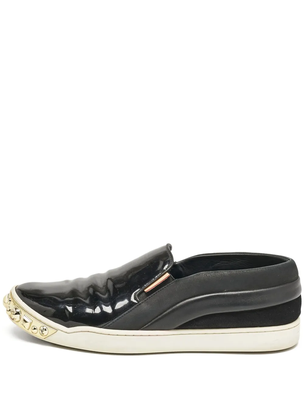 Pre-owned Louis Vuitton Tempo Patent-leather Slip-on Sneakers In Black