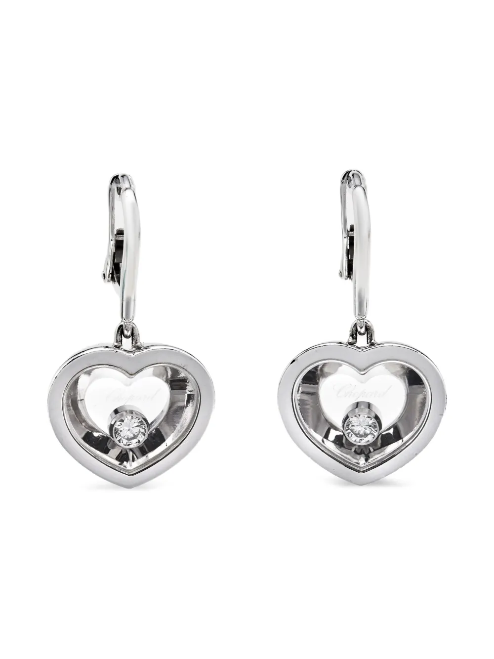 Chopard Pre-Owned 18K White Gold happy Hearts diamond earrings | Image 2