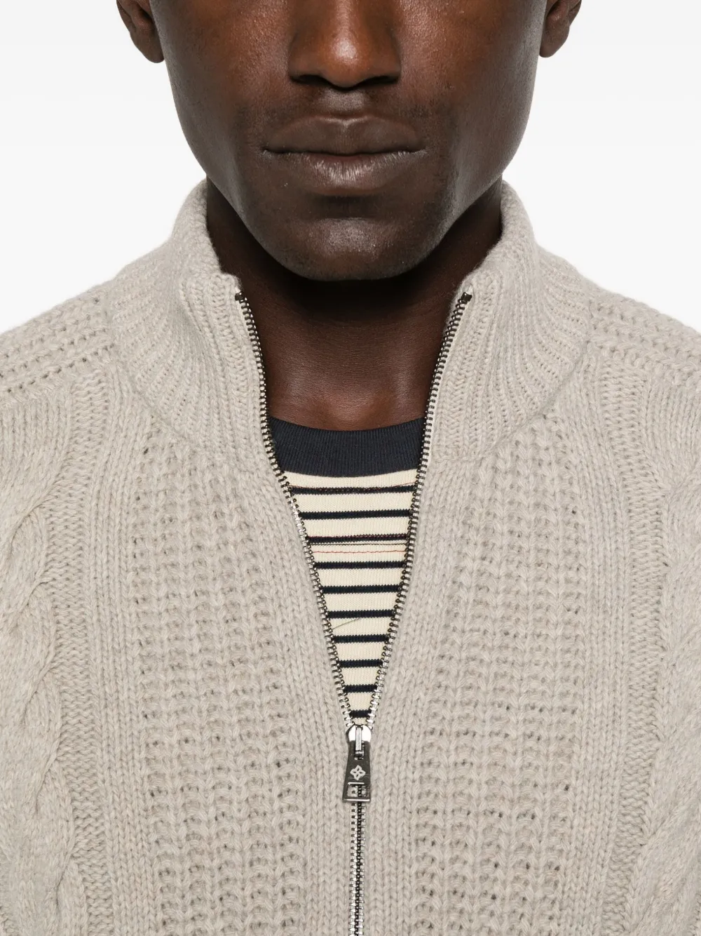 Tagliatore Kabelgebreid vest Beige