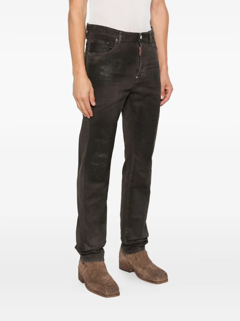 DSQUARED2 Bull Leatherette faded-patchwork jeans - Bruin