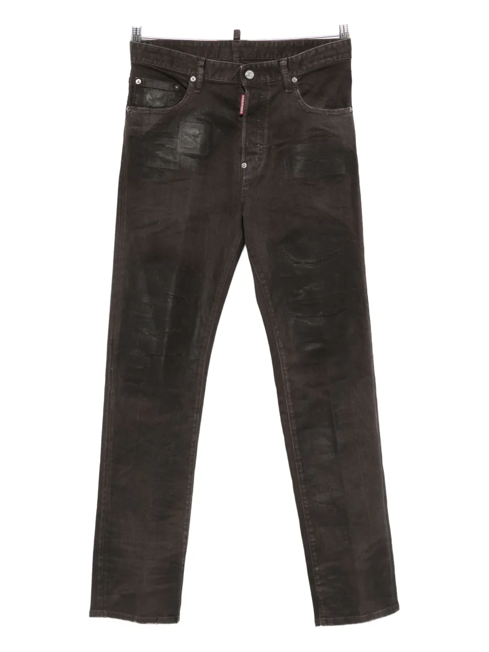 DSQUARED2 Bull Leatherette faded-patchwork jeans Bruin