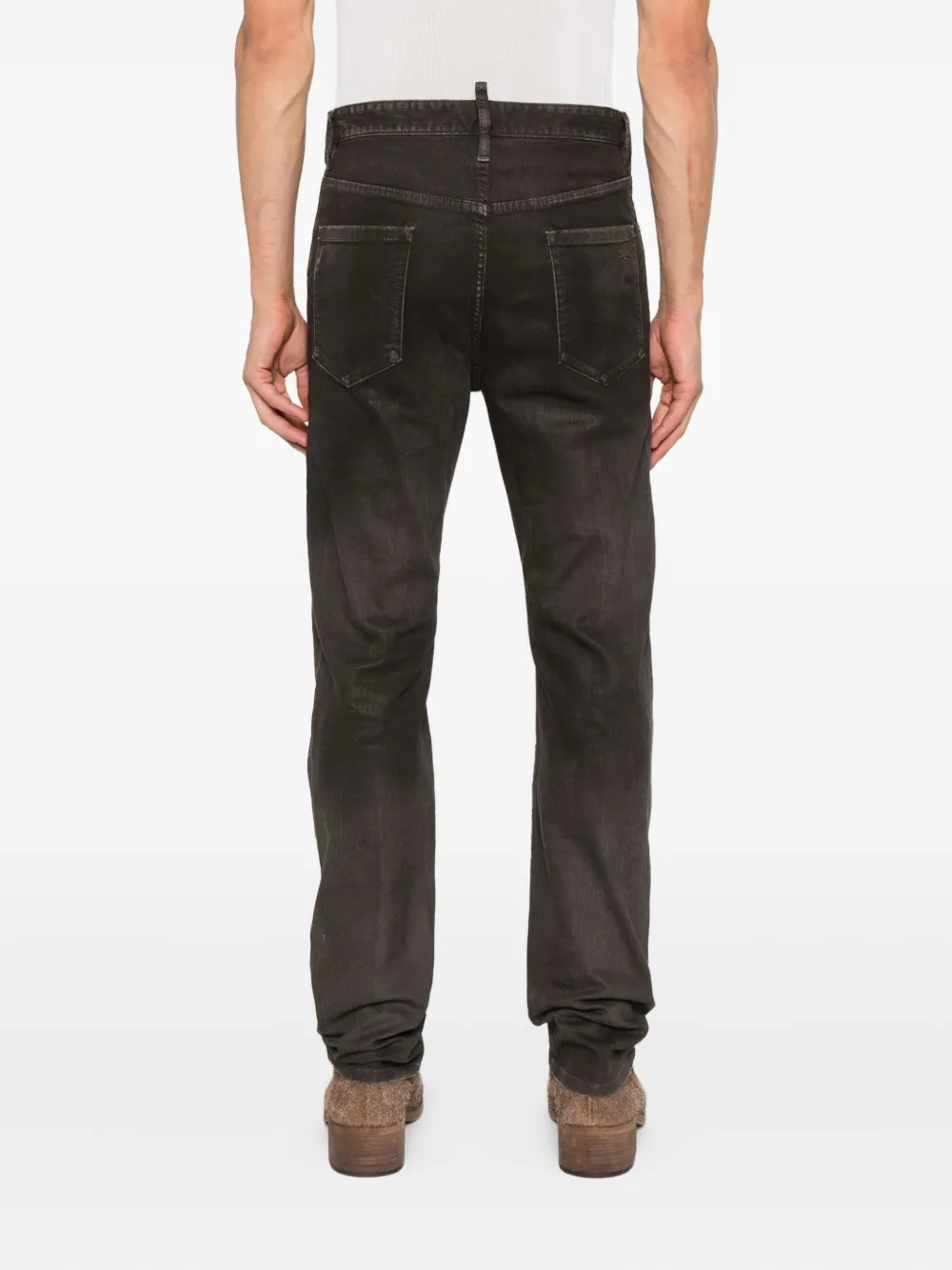 DSQUARED2 Bull Leatherette jeans met vervaagd patchwork Bruin