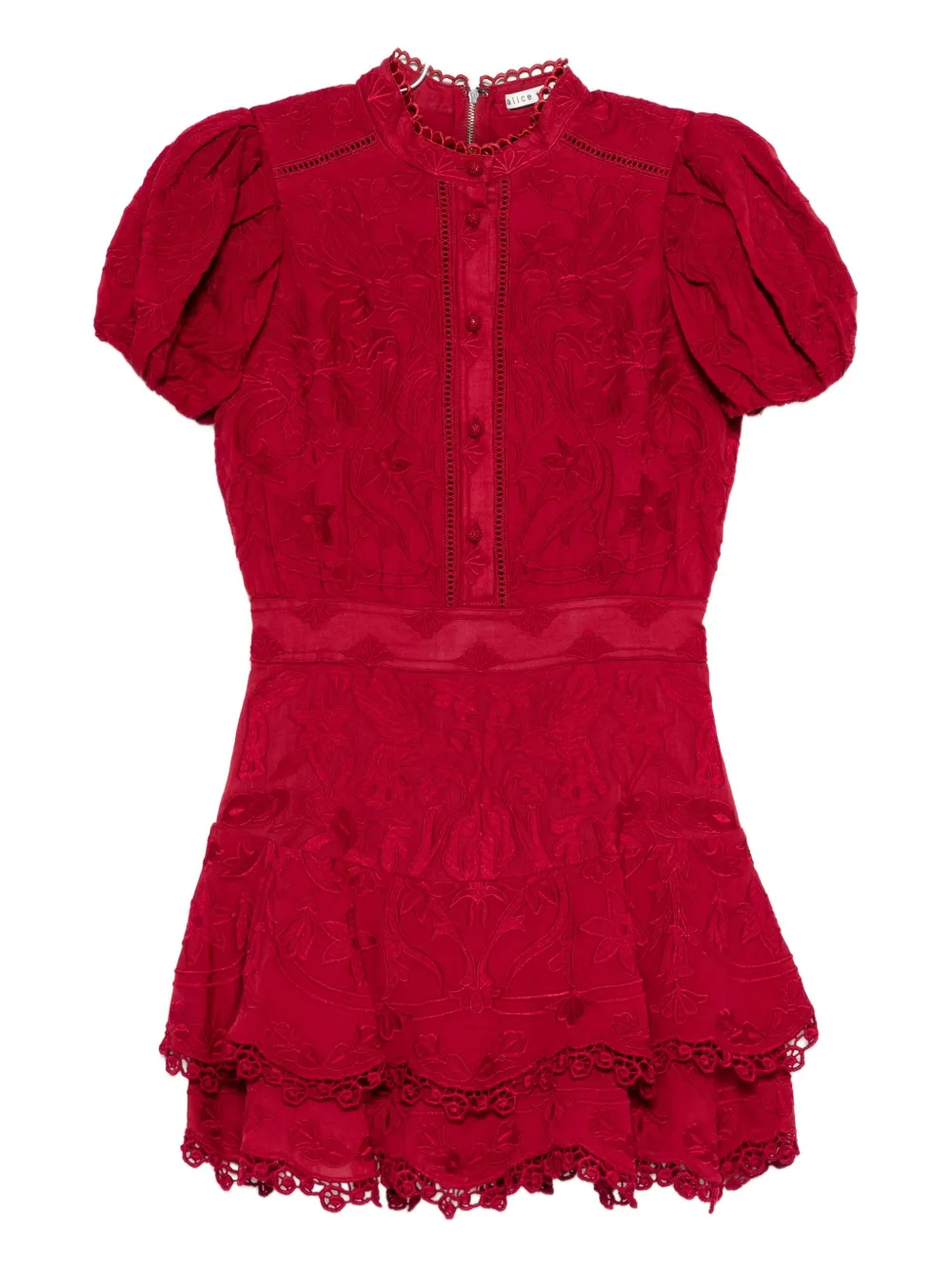 Alice + olivia Loryn embroidered mini shirt dress Rood