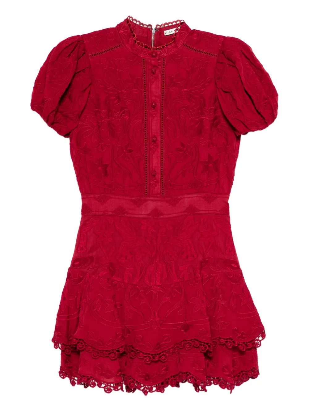 Alice + olivia Loryn mini-blousejurk met borduurwerk Rood