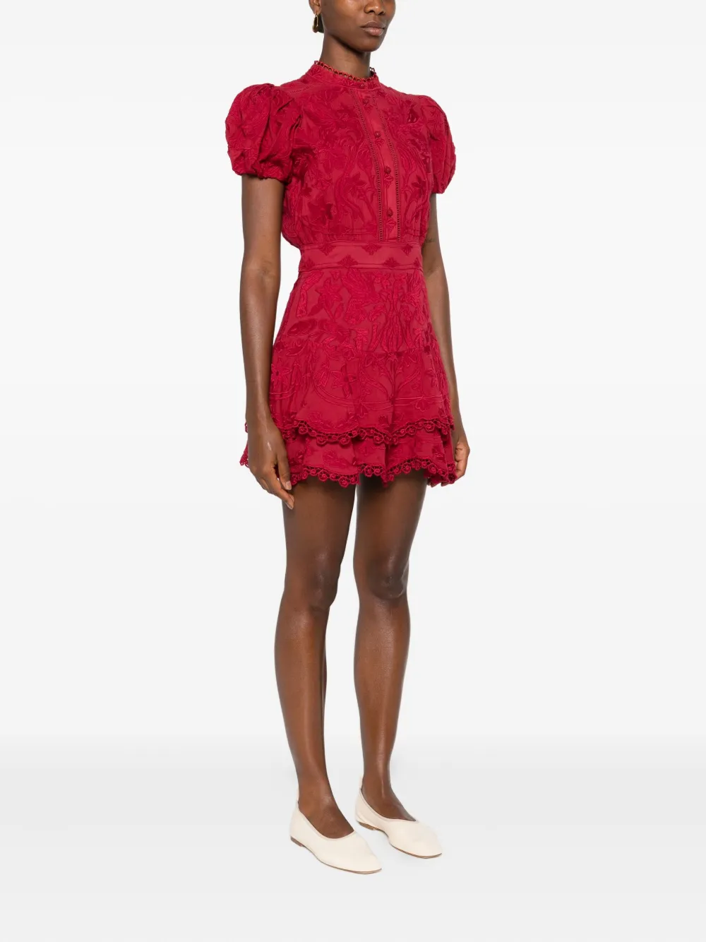 alice + olivia Loryn mini-blousejurk met borduurwerk Rood