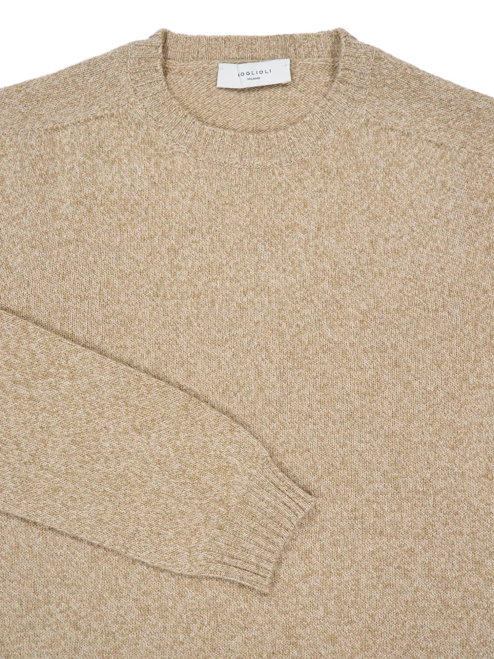 Boglioli Trui van wol-kasjmierblend met ronde hals Beige