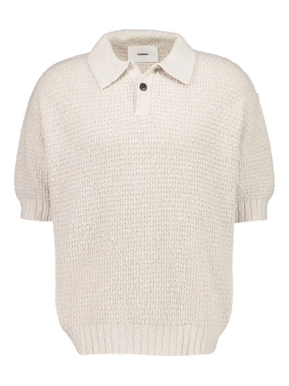Commas Textured Knit Polo Shirt In Neutral