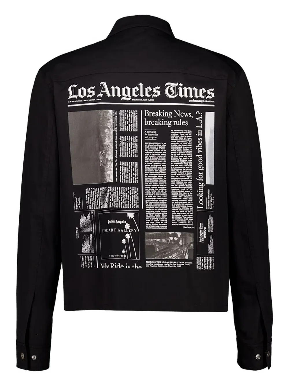 Palm Angels Pax Los Angeles Times News katoenen jack met print Zwart