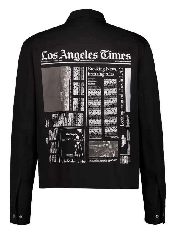 Palm Angels Pax Los Angeles Times News-print Cotton Jacket | Black