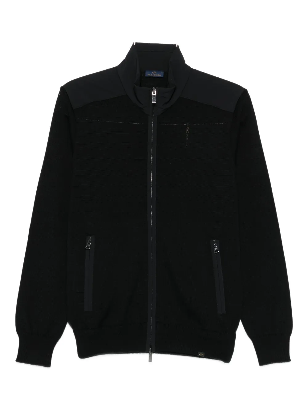 Paul & Shark Wool Zip-up Cardigan In Black