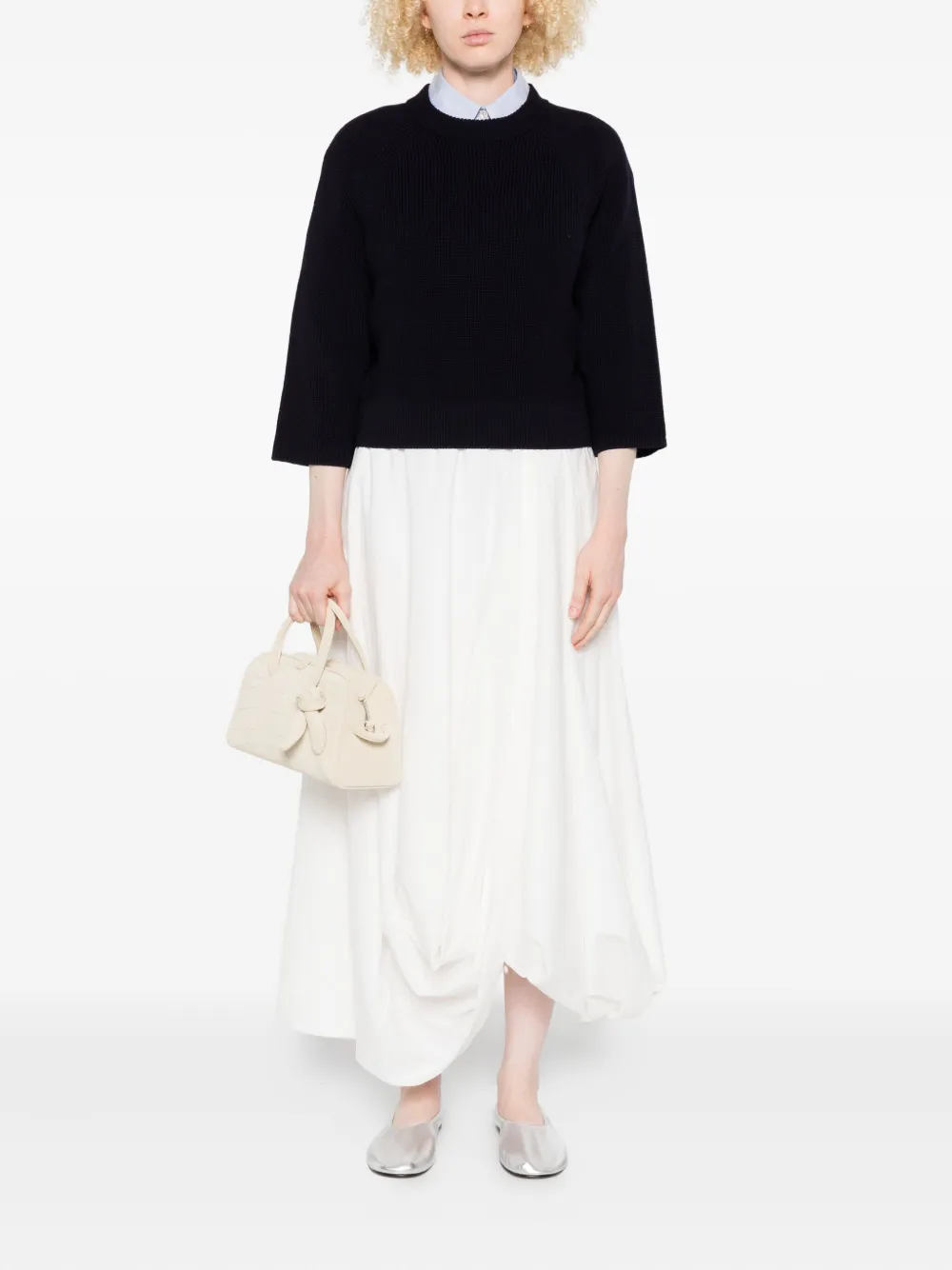 Forte Cropped trui met raglan mouwen Blauw