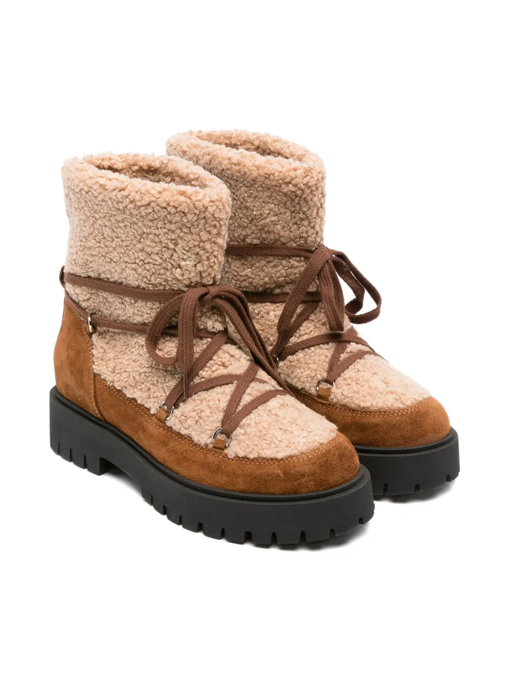 Il Gufo lace-up teddy boots Neutrals