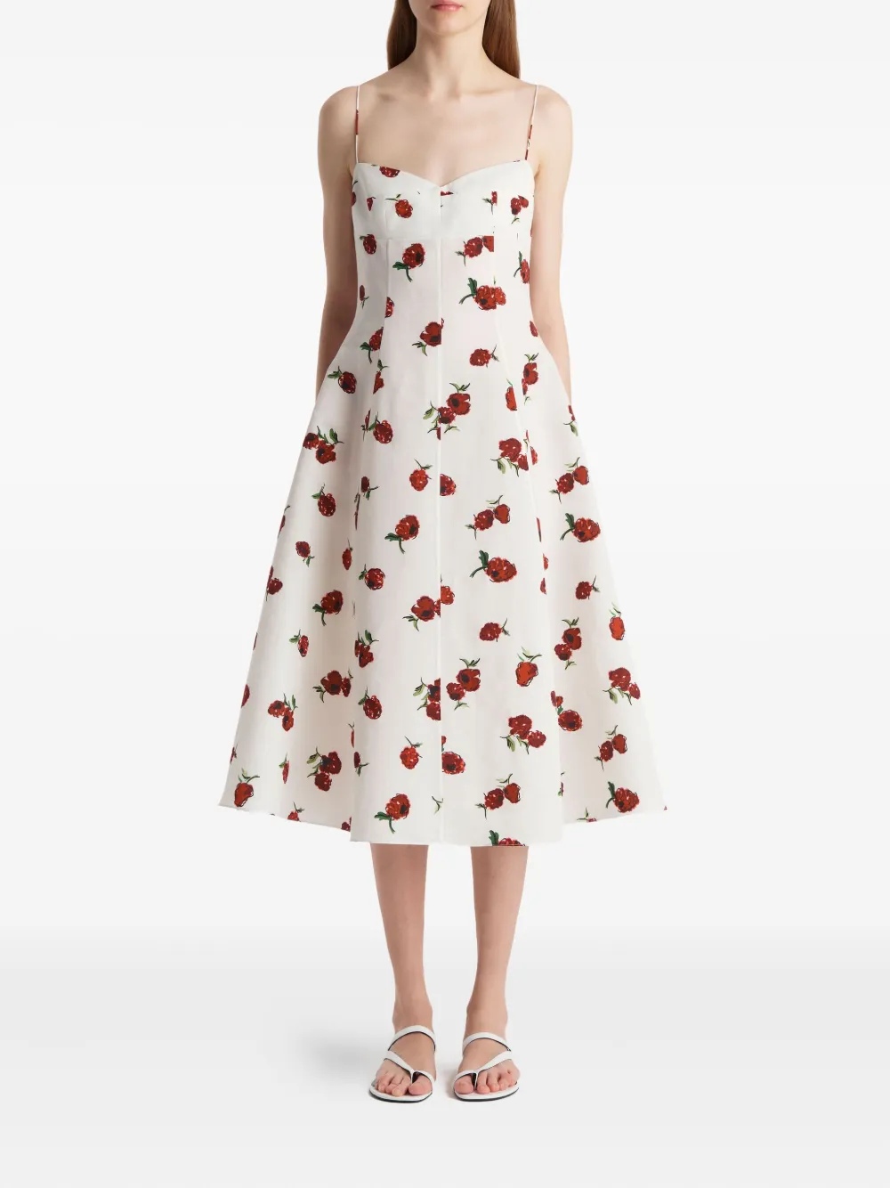 KHAITE Midi-jurk met bloemenprint - Beige