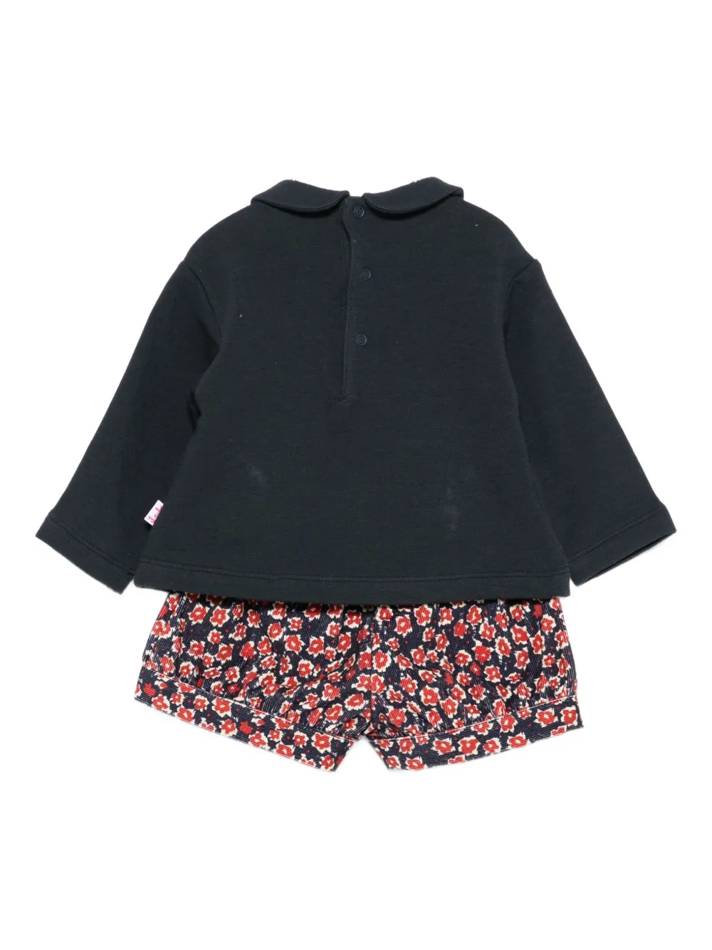 Il Gufo embroidered-floral shorts set Blauw