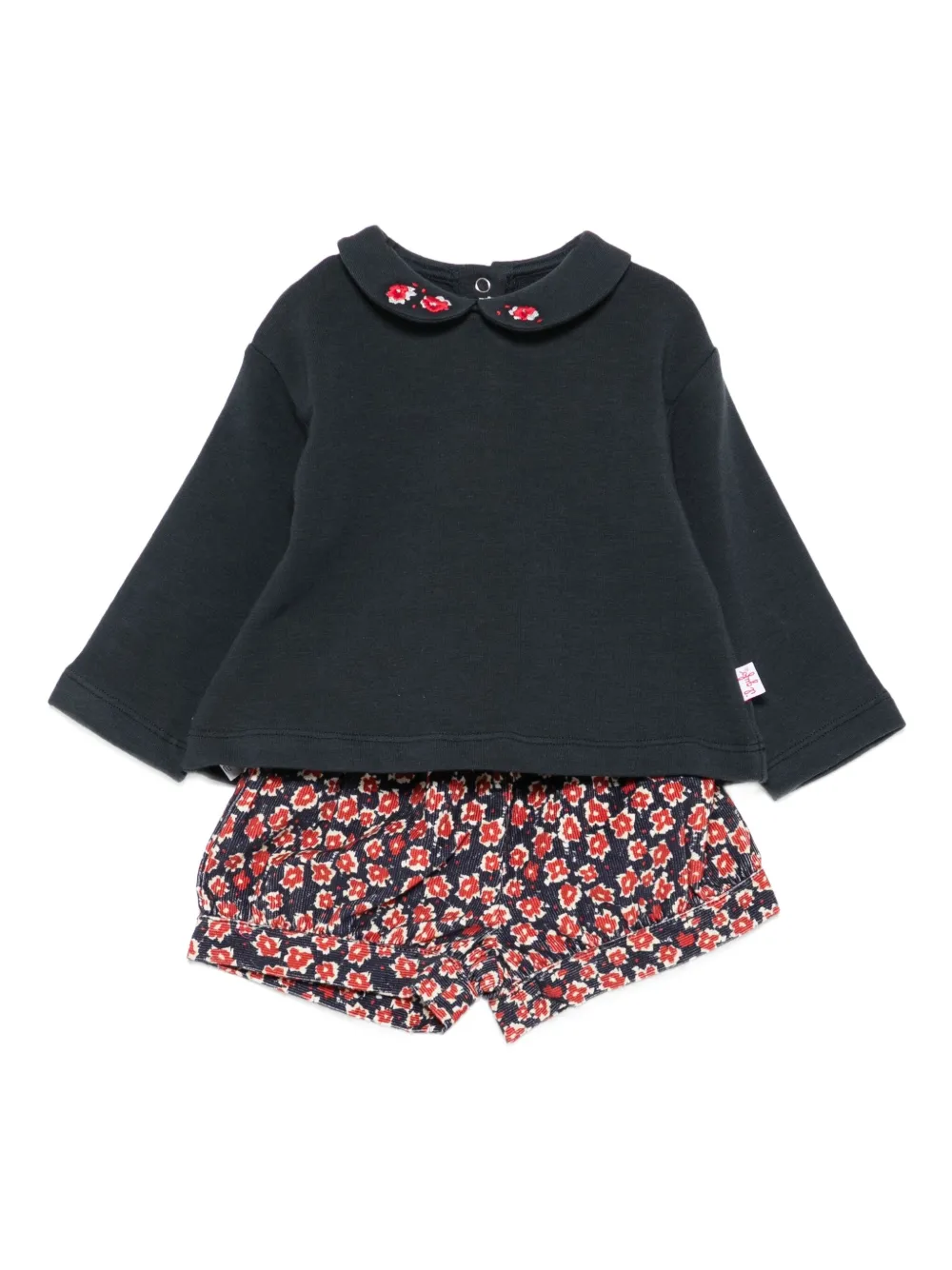 Il Gufo embroidered-floral shorts set Blauw