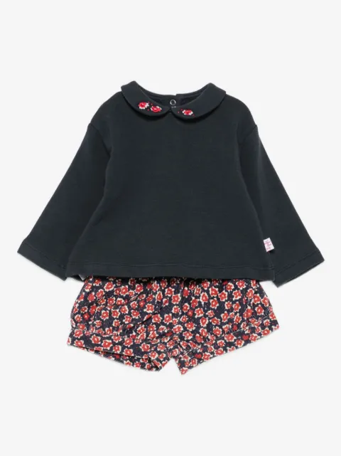 Il Gufo embroidered-floral shorts set