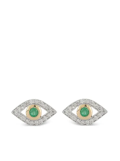 Mateo aretes Evil Eye con diamantes y esmeralda