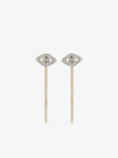 Mateo 14k white gold diamond evil eye chain earrings