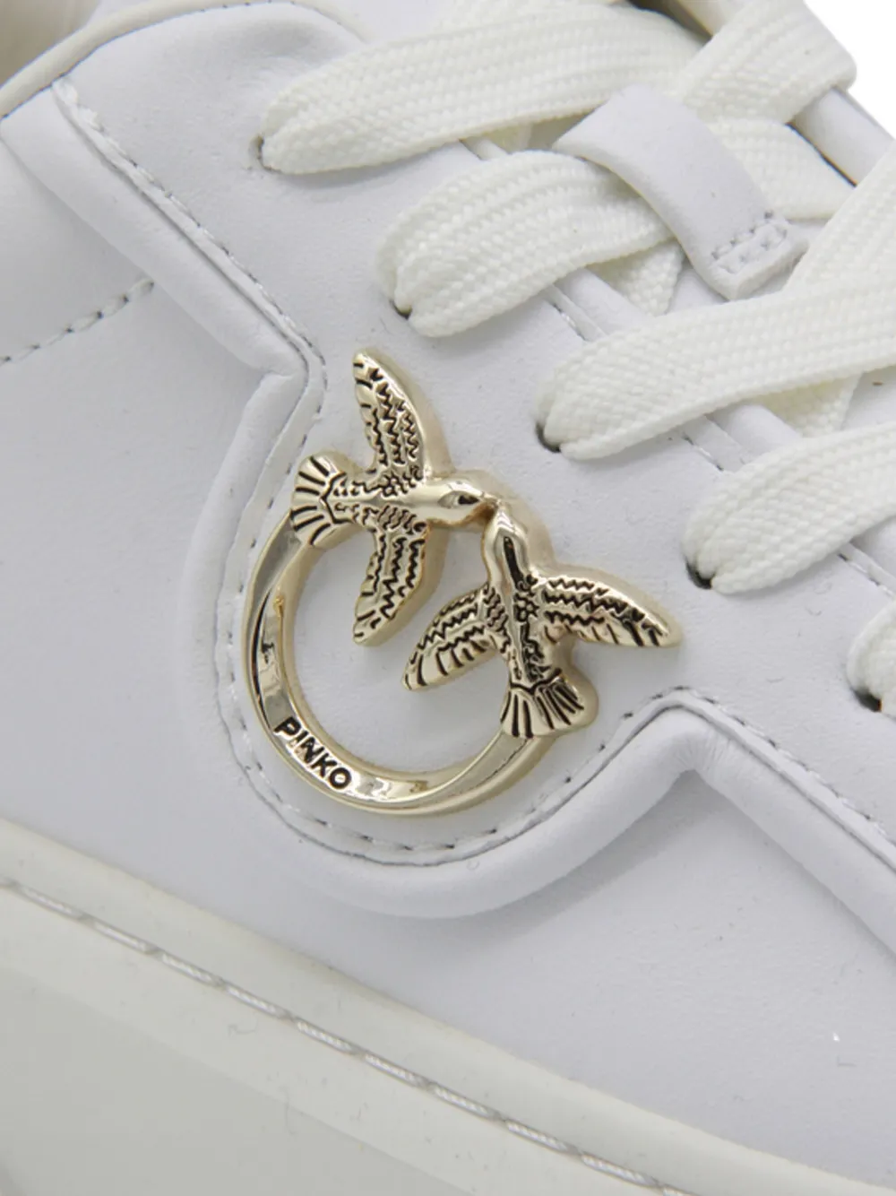 Pinko Metallic-detail Bird-embellishment Sneakers In White