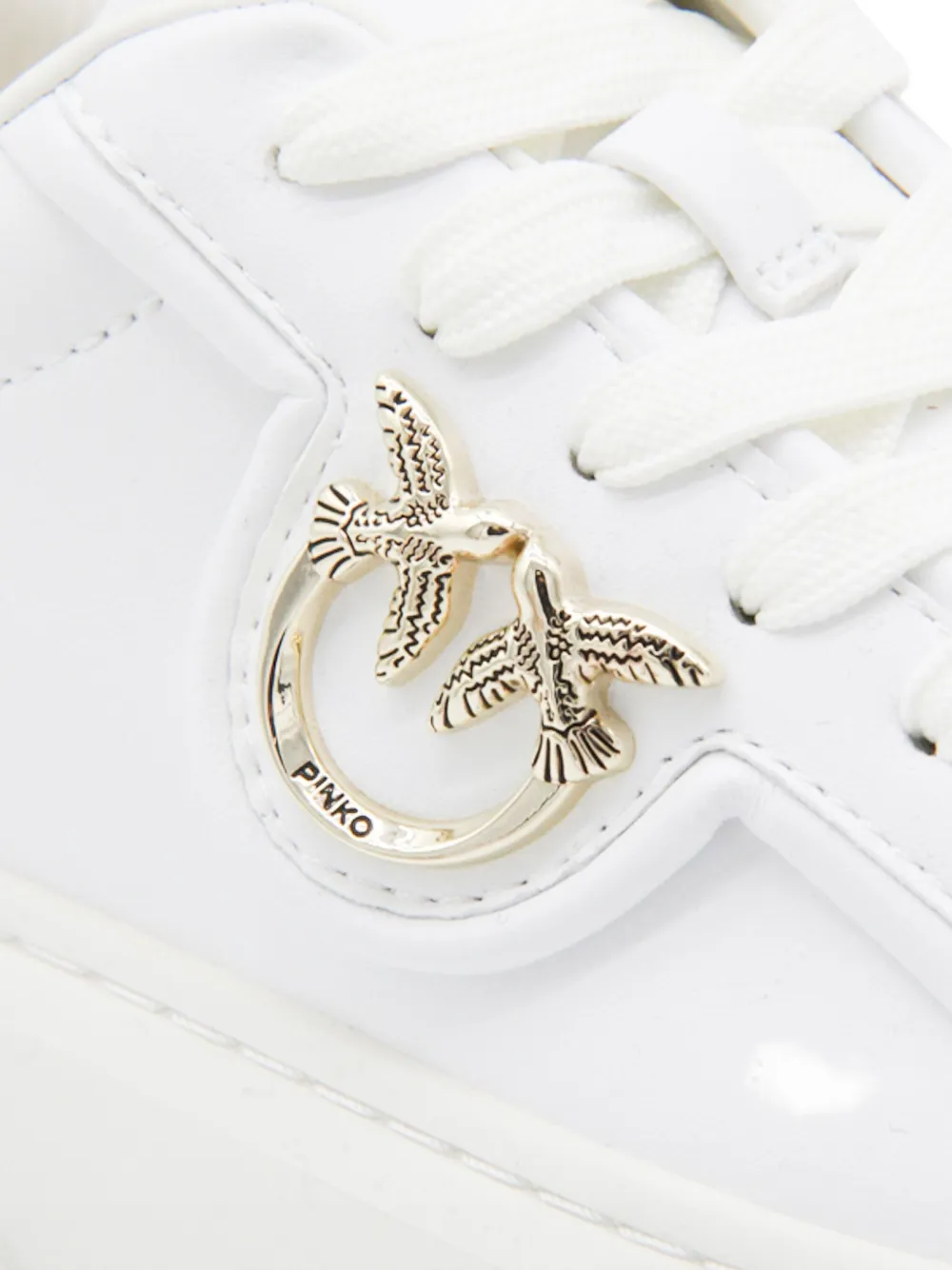 Pinko Metallic-detail Bird-embellishment Sneakers In White
