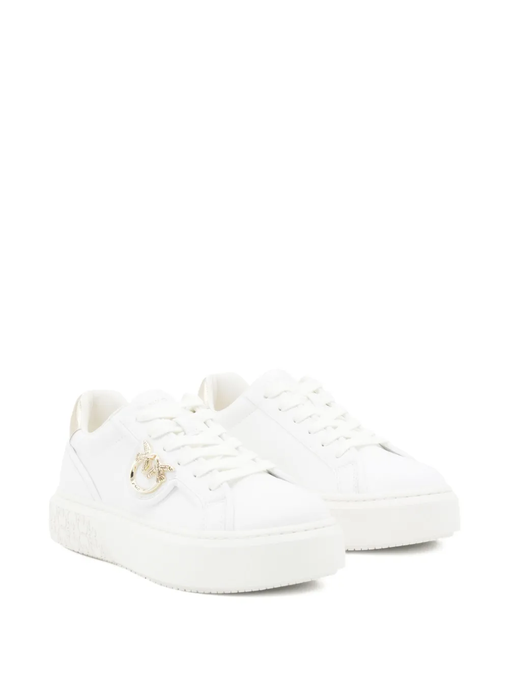 PINKO metallic-detail bird-embellishment sneakers - Wit