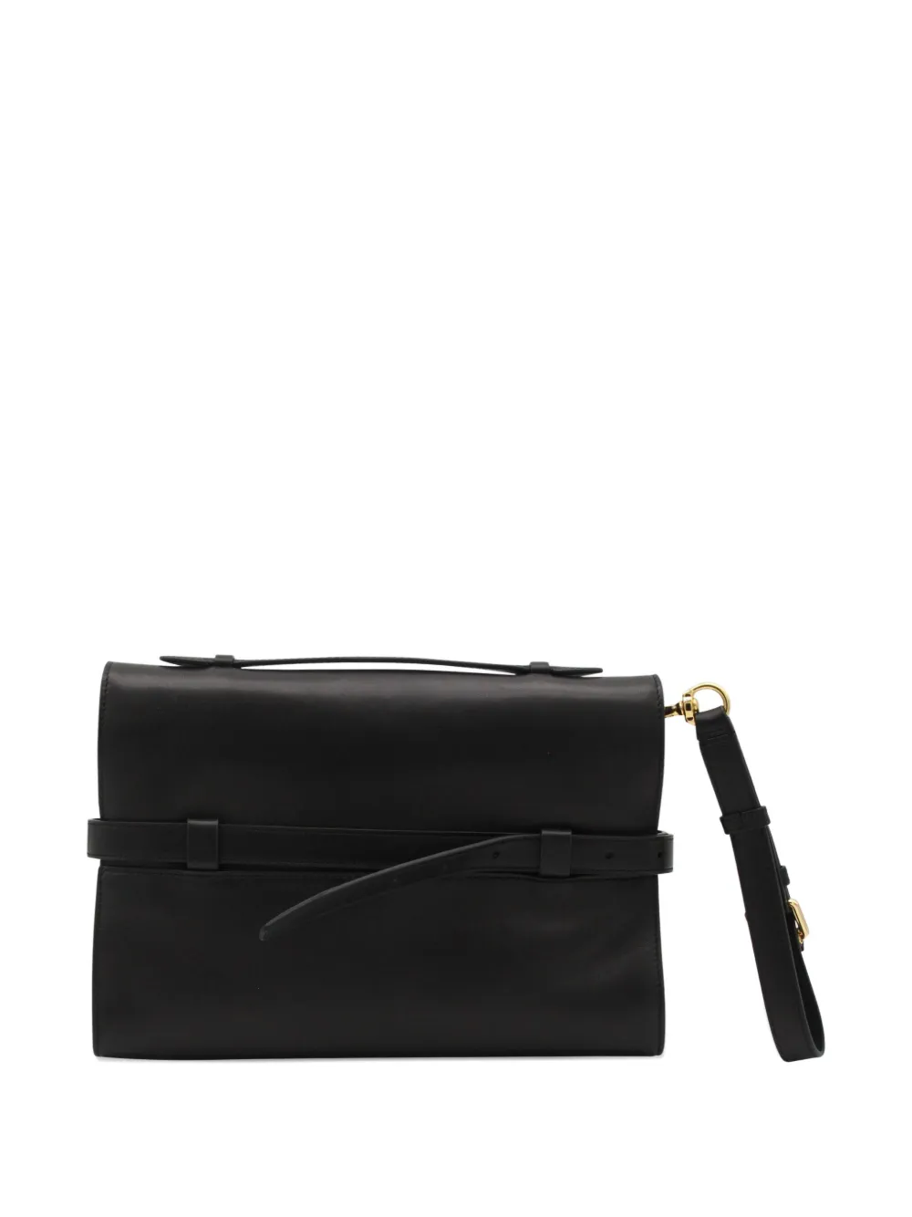 Moschino Tie Me belted leather clutch bag - Zwart