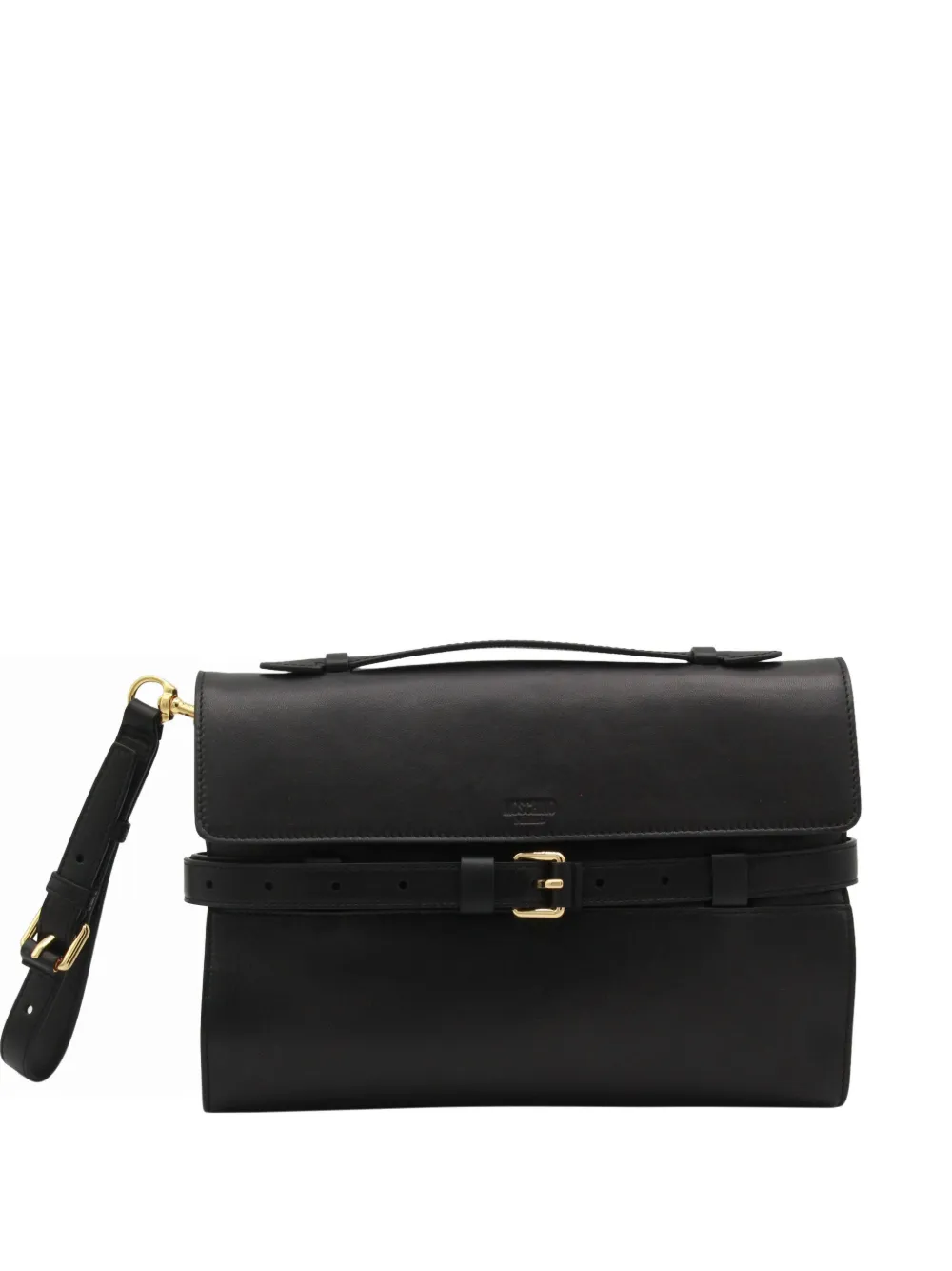 Moschino Tie Me belted leather clutch bag - Nero