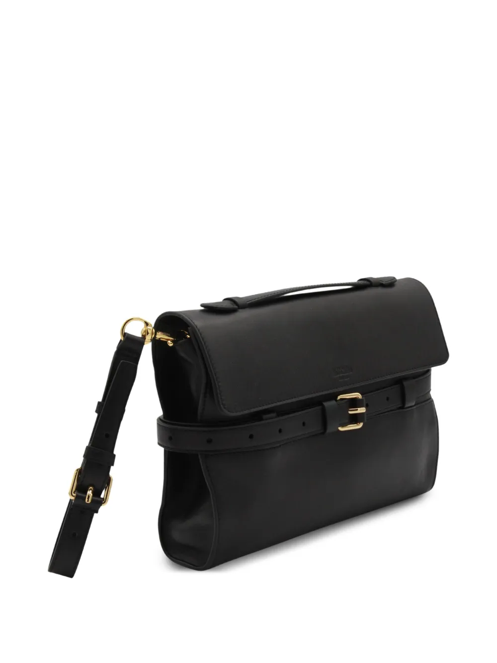 Moschino Tie Me leren clutch met ceintuur Zwart