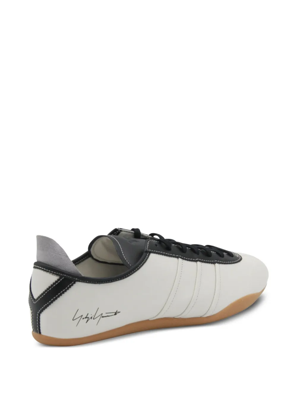 Y-3 leather panelled lace-up sneakers Grey