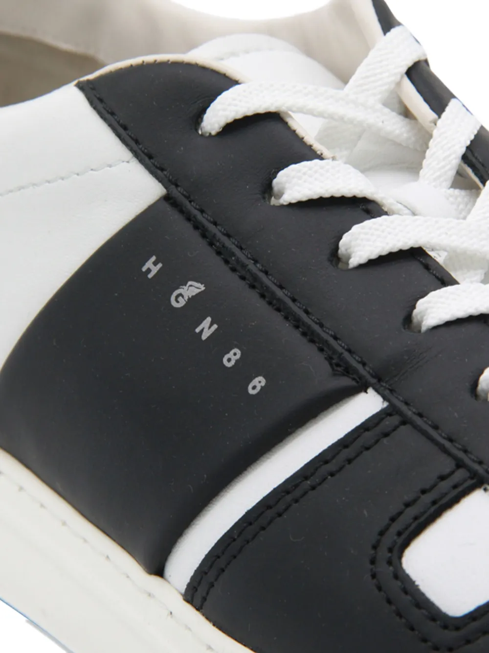 Hogan Round Toe Low Top Sneakers With Contrast Panels And Rubber Sole In Black