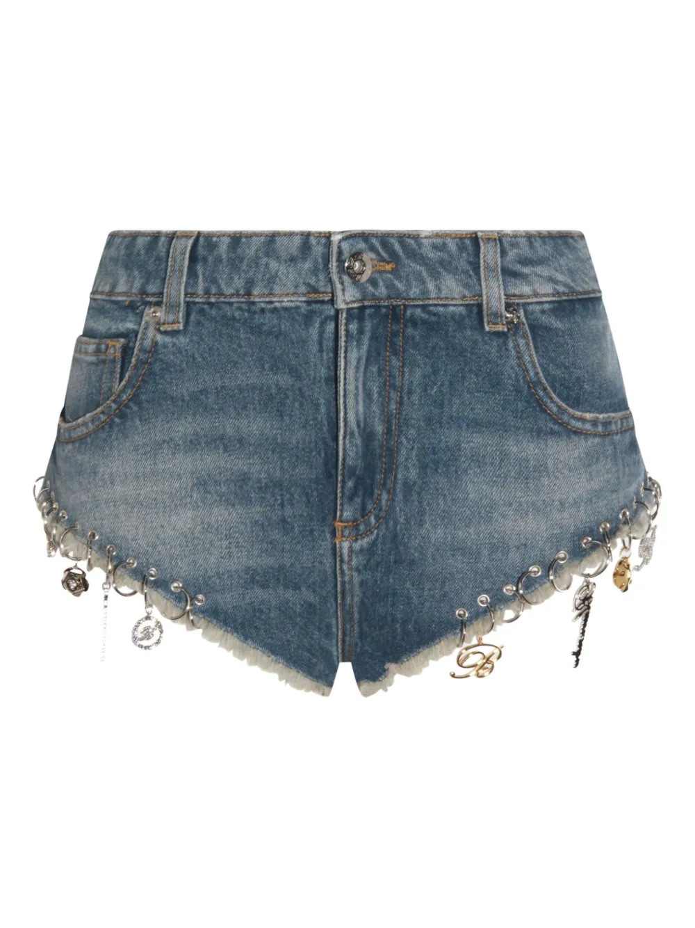frayed-hem embellished shorts