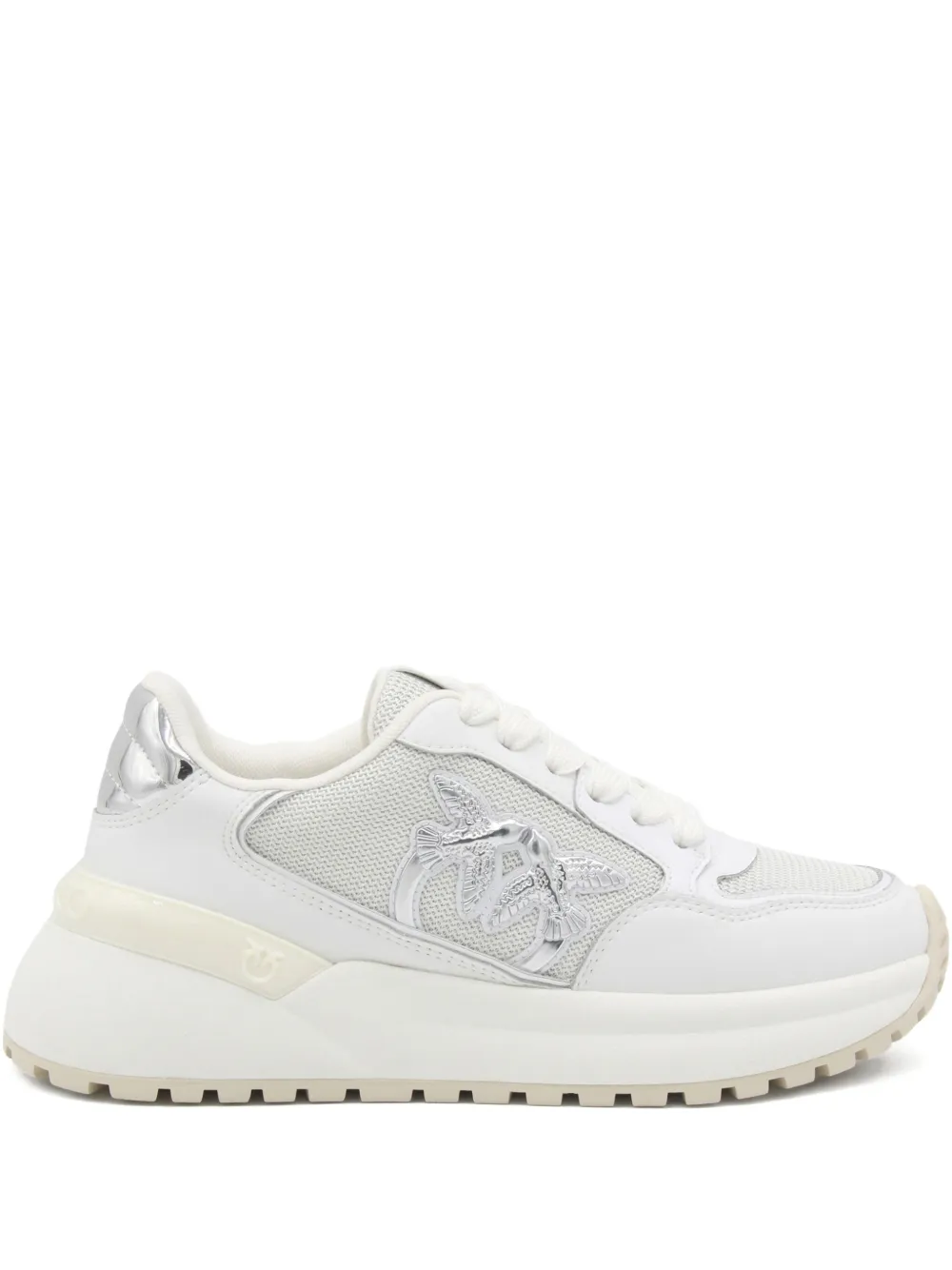 PINKO Love Birds-embellished platform sneakers White